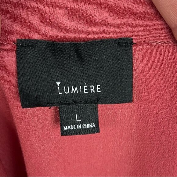 Garmentory Lumiere Pink Tie Cold Shoulder Bell Sleeve Boho Top Size Large Boho L - Picture 3 of 13